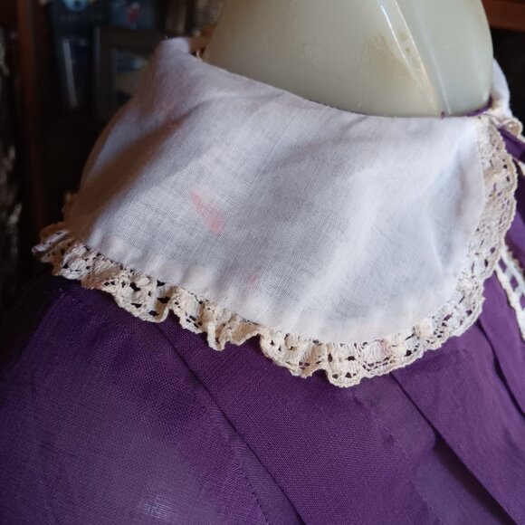 Vintage Girls 10 1960's Frock Top Purple Sheer Blouse Lace Collar & Trim Texas - Picture 6 of 7